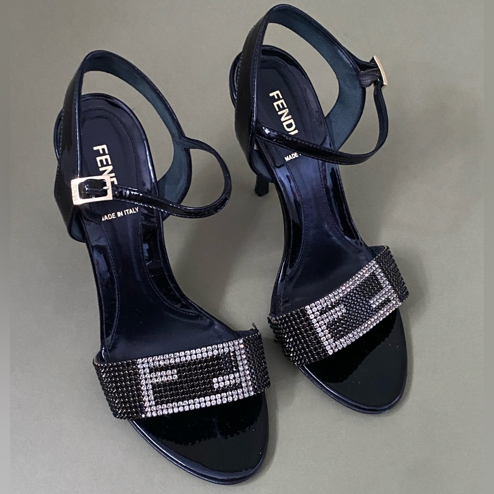 Fendi Swarovski Open Toe Heels Italy Size 37